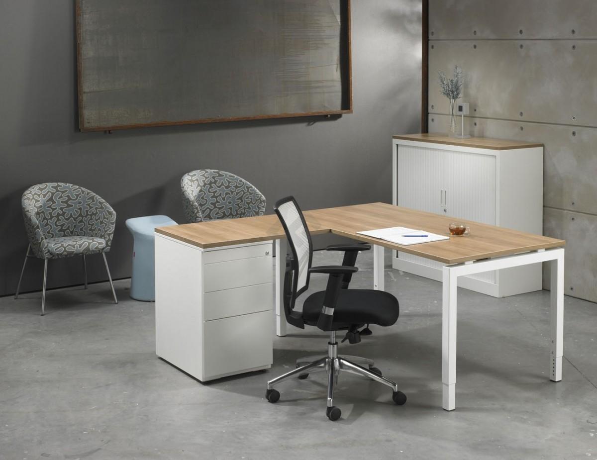 L-bureau met ladenblok White 180x160cm • Kantoormeubelland.nl