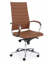 601PUB - Design bureaustoel 601, hoge rug in bruin PU