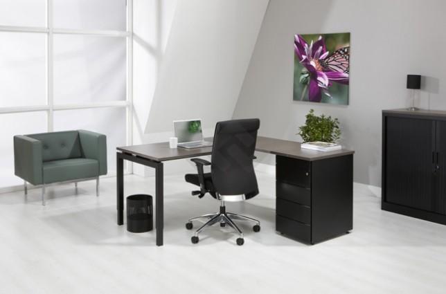 L-Bureau met ladenblok Black 180 x160cm