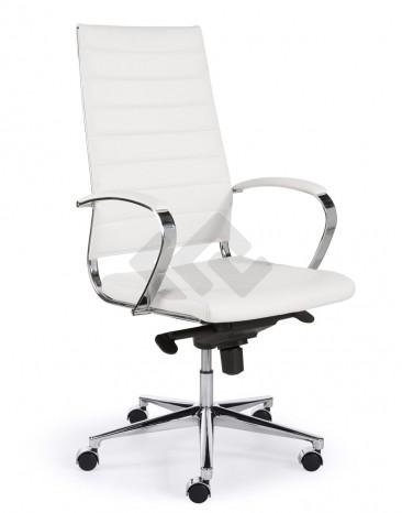 Design bureaustoel 601, hoge rug in wit PU