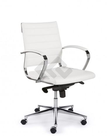 Design bureaustoel 600, lage rug in wit PU