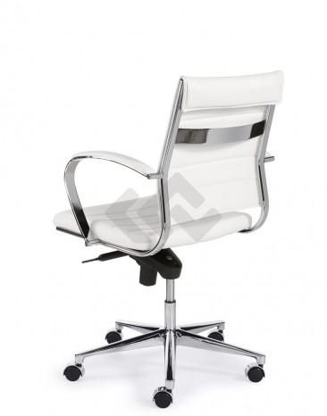 Design bureaustoel 600, lage rug in wit PU