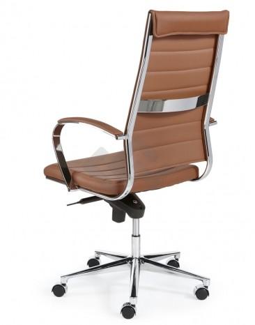 Design bureaustoel 601, hoge rug in bruin PU