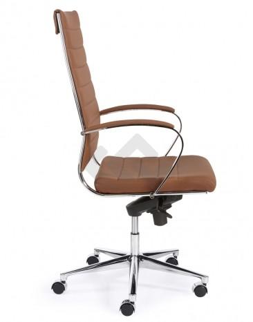 Design bureaustoel 601, hoge rug in bruin PU
