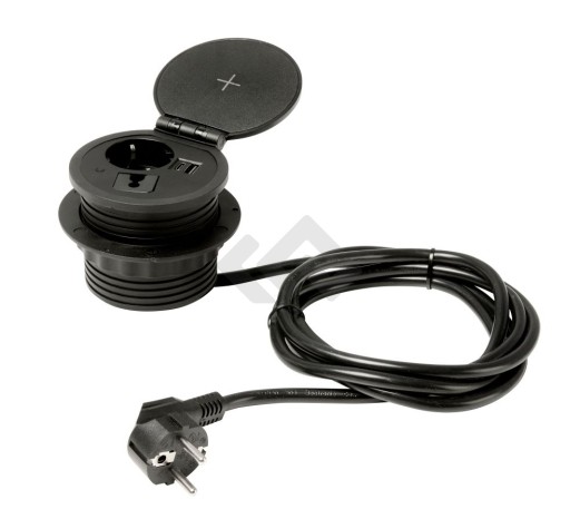 Inbouw powerbox 80mm rond met wireless charger