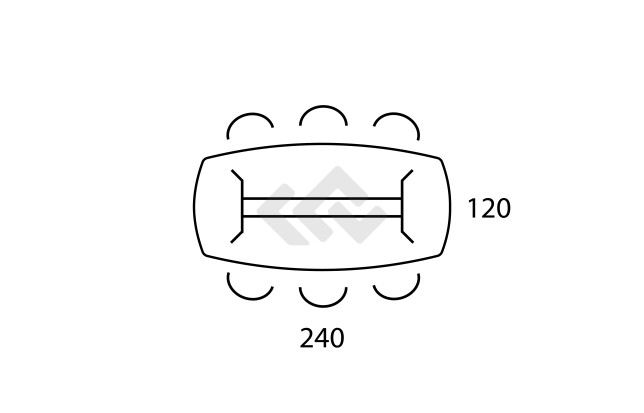 Vergadertafel Real ovaal 240x120 cm